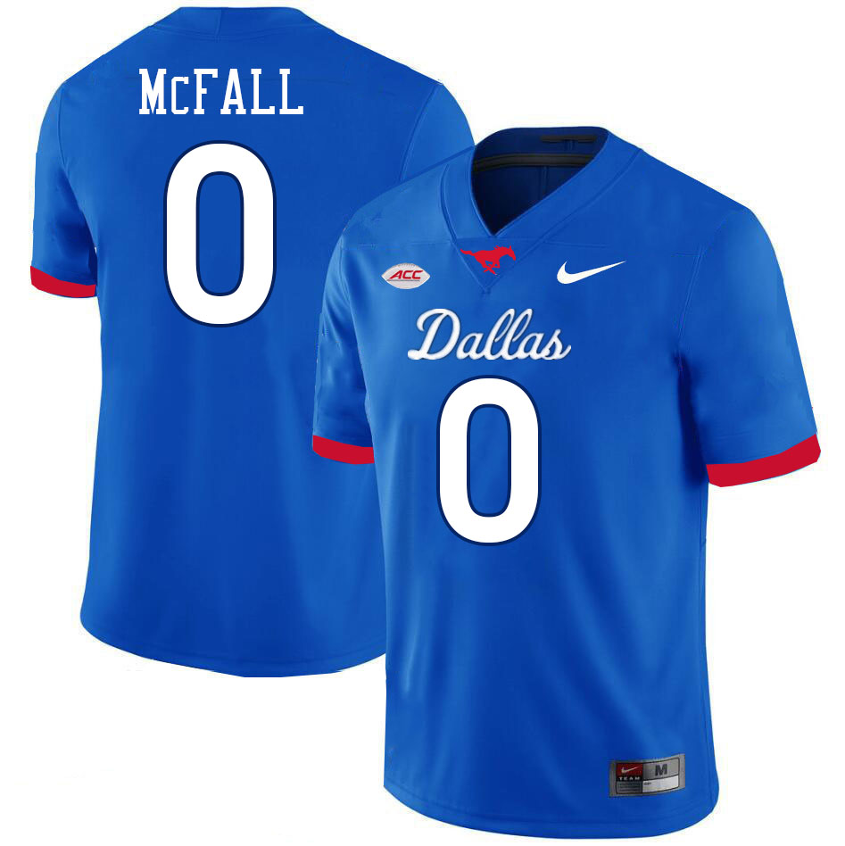 SMU Mustangs #0 Derrick McFall Jersey College Football Uniforms-Dallas Royal